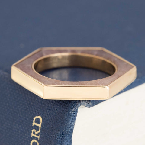 Vintage Strawberry Quartz Hexagonal Band