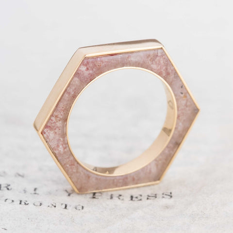 Vintage Strawberry Quartz Hexagonal Band