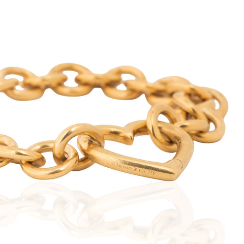 Vintage Tiffany & Co. 18K yellow gold heart lock link bracelet – alternate view 4