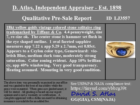 Vintage Tiffany & Co. .85ct oval sapphire flush-set 18K gold dome ring – alternate view 4