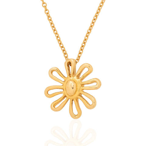 Vintage Tiffany & Co. Paloma Picasso 18K gold daisy flower pendant necklace