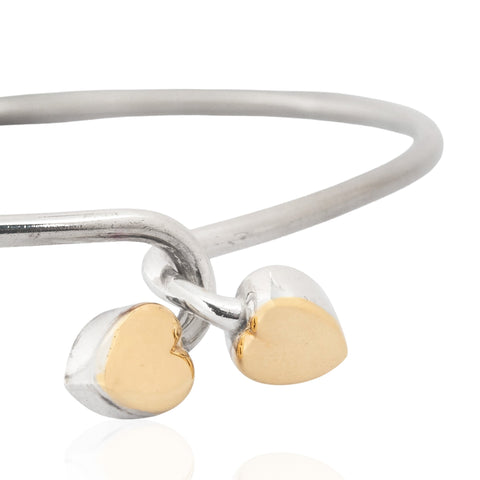 Vintage Tiffany & Co. silver and 18K gold double heart bangle bracelet – alternate view 3