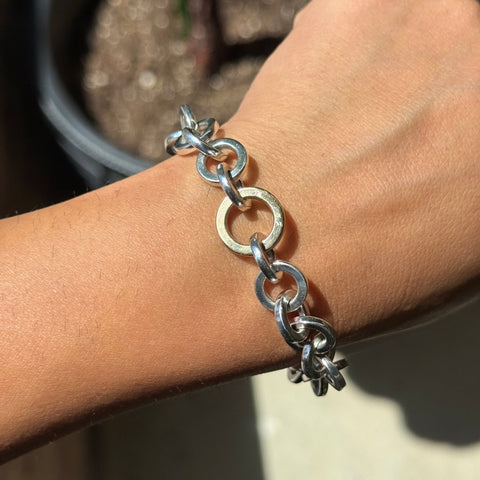 Vintage Tiffany & Co. silver and 18K gold circle link bracelet – alternate view 2