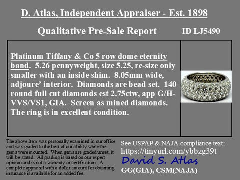 Vintage Tiffany & Co. Soleste pave diamond dome band, 2.75ctw, platinum – alternate view 4