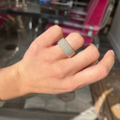 Vintage Tiffany & Co. Somerset silver mesh band ring – alternate view 2