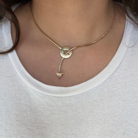 Vintage Triangle Cut Diamond Bolo Necklace, French