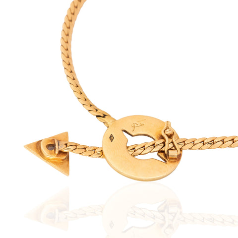Vintage Triangle Cut Diamond Bolo Necklace, French