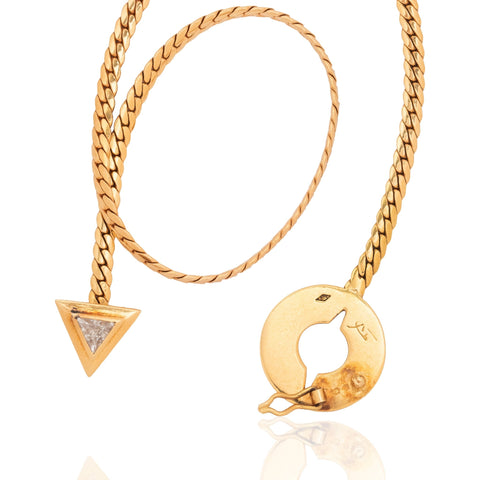 Vintage Triangle Cut Diamond Bolo Necklace, French