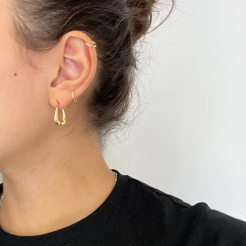 Vintage Triangular Drop Hoop Earrings