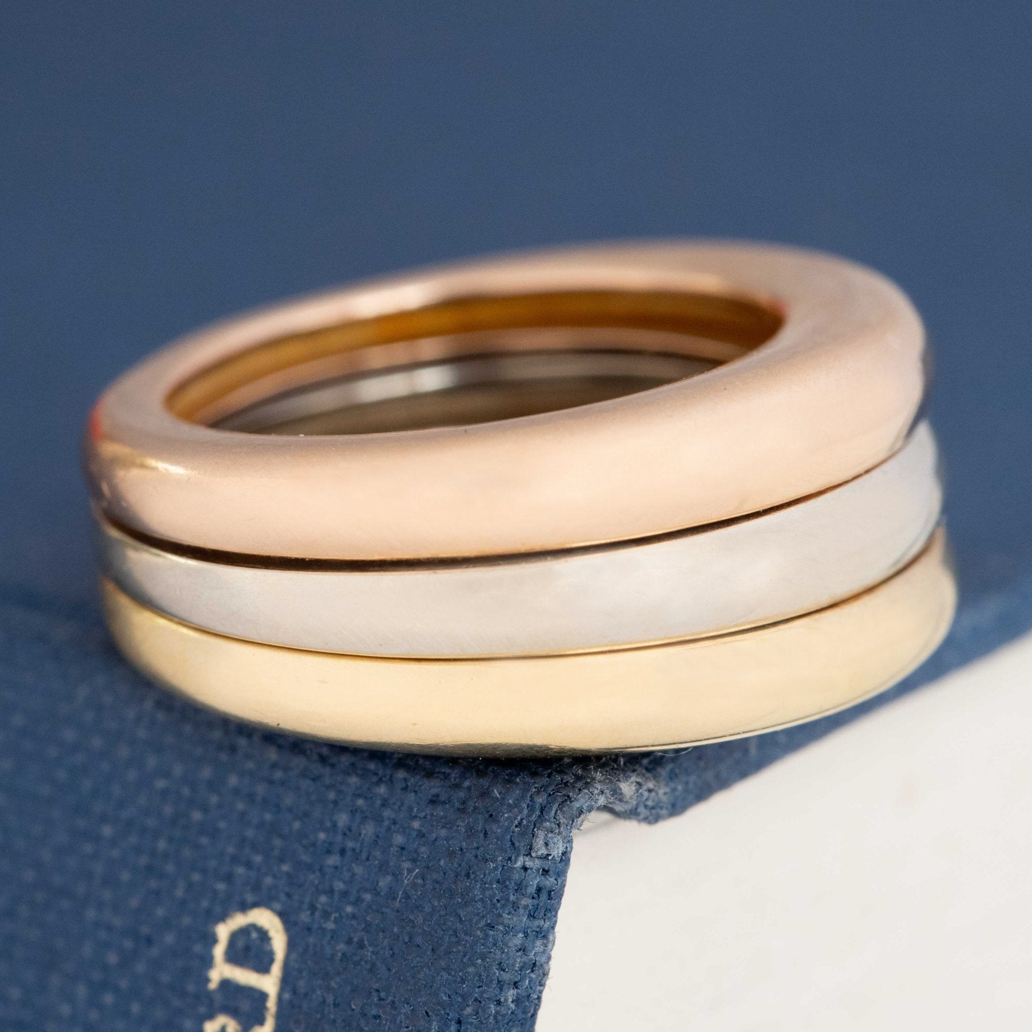 Looking for a Cartier wedding band alternative? This vintage triple-tone diamond ring is stackable, chic, and pure everyday luxury.