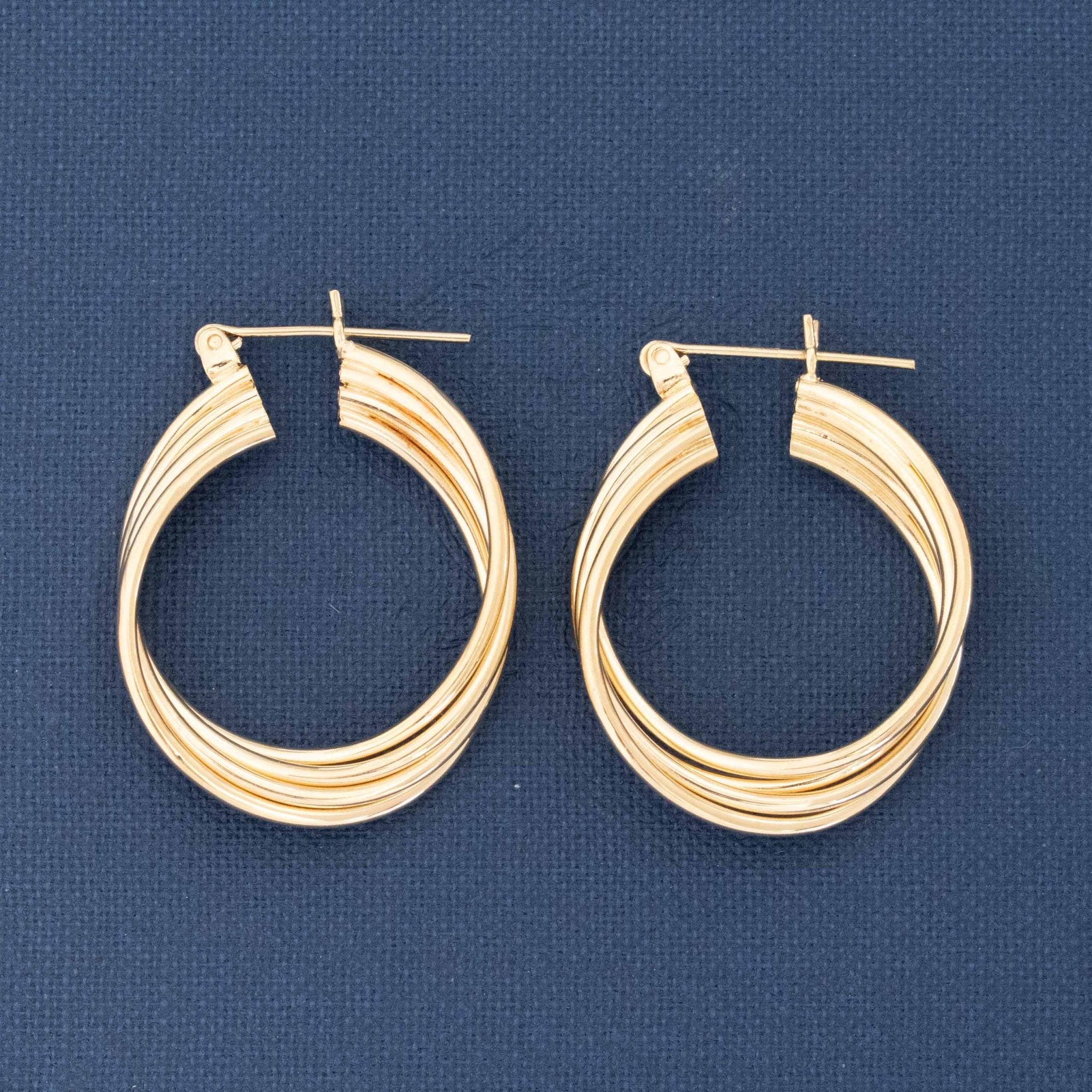 Vintage Triple Row Hoop Earrings