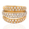 Vintage triple row pave diamond ring, 1.55ctw, 18K yellow and white gold