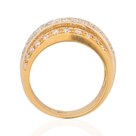 Vintage triple row pave diamond ring, 1.55ctw, 18K yellow and white gold – alternate view 7