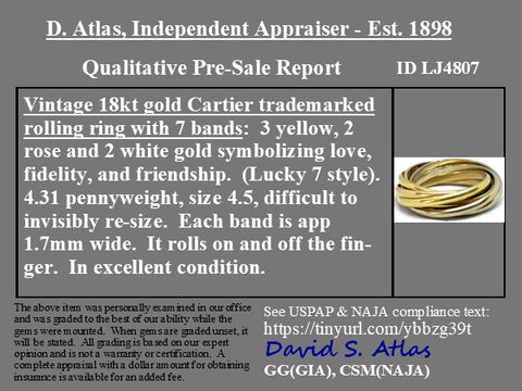 Vintage Triple Tone 7 Rolling Band, by Cartier