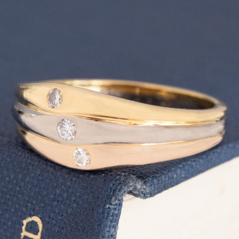 Vintage Triple Tone Diamond Band by Cartier