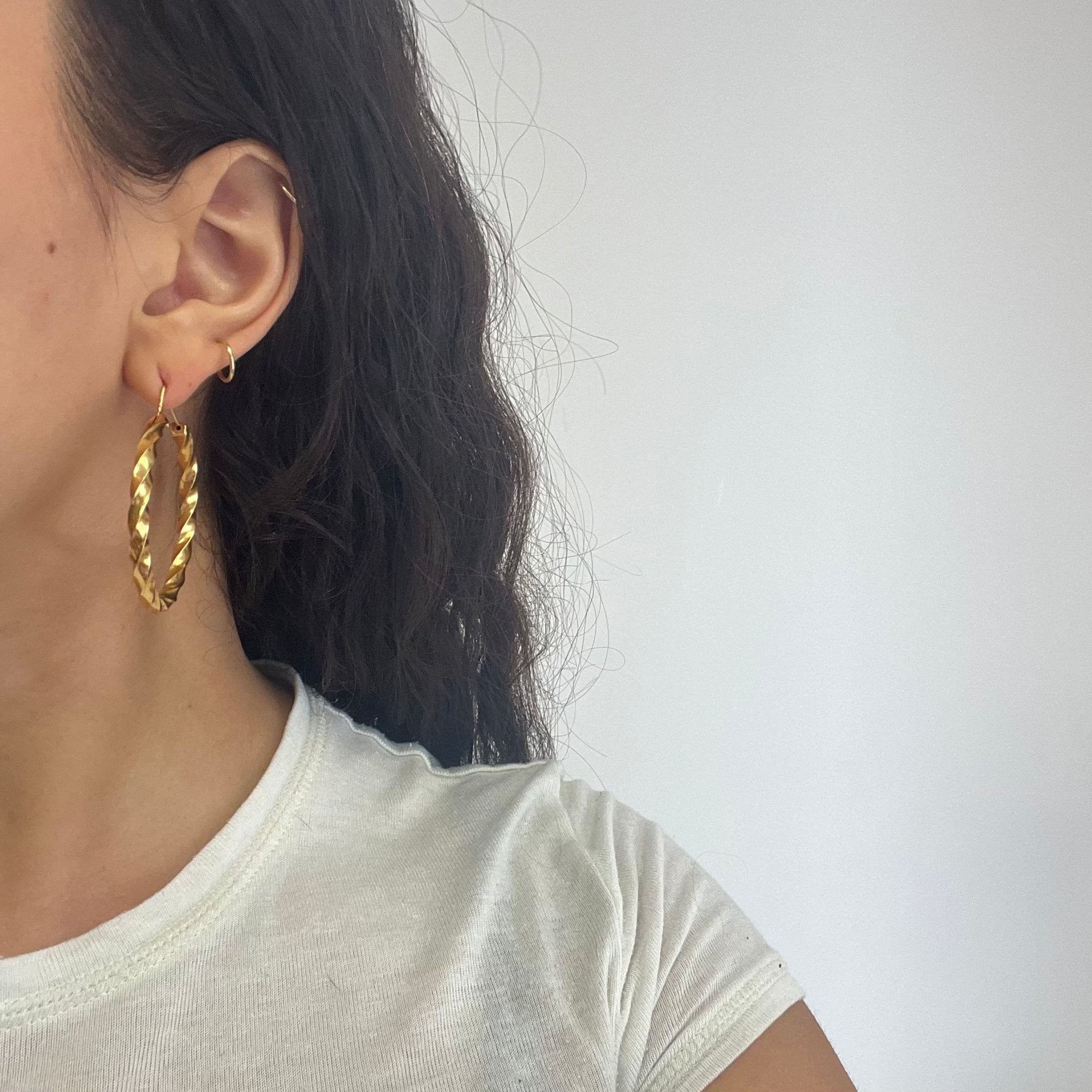 Vintage Twist Hoop Earrings, Italian