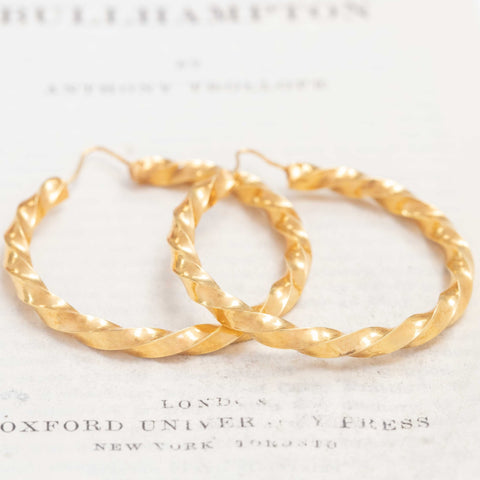 Vintage Twist Hoop Earrings, Italian