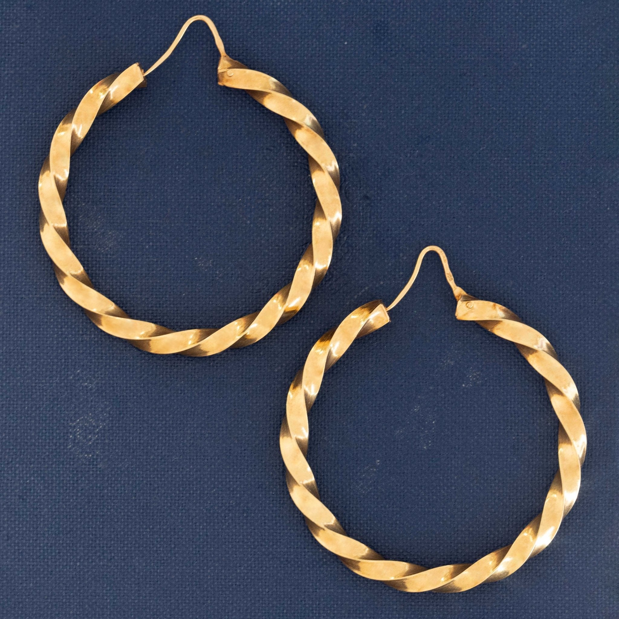 Vintage Twist Hoop Earrings, Italian