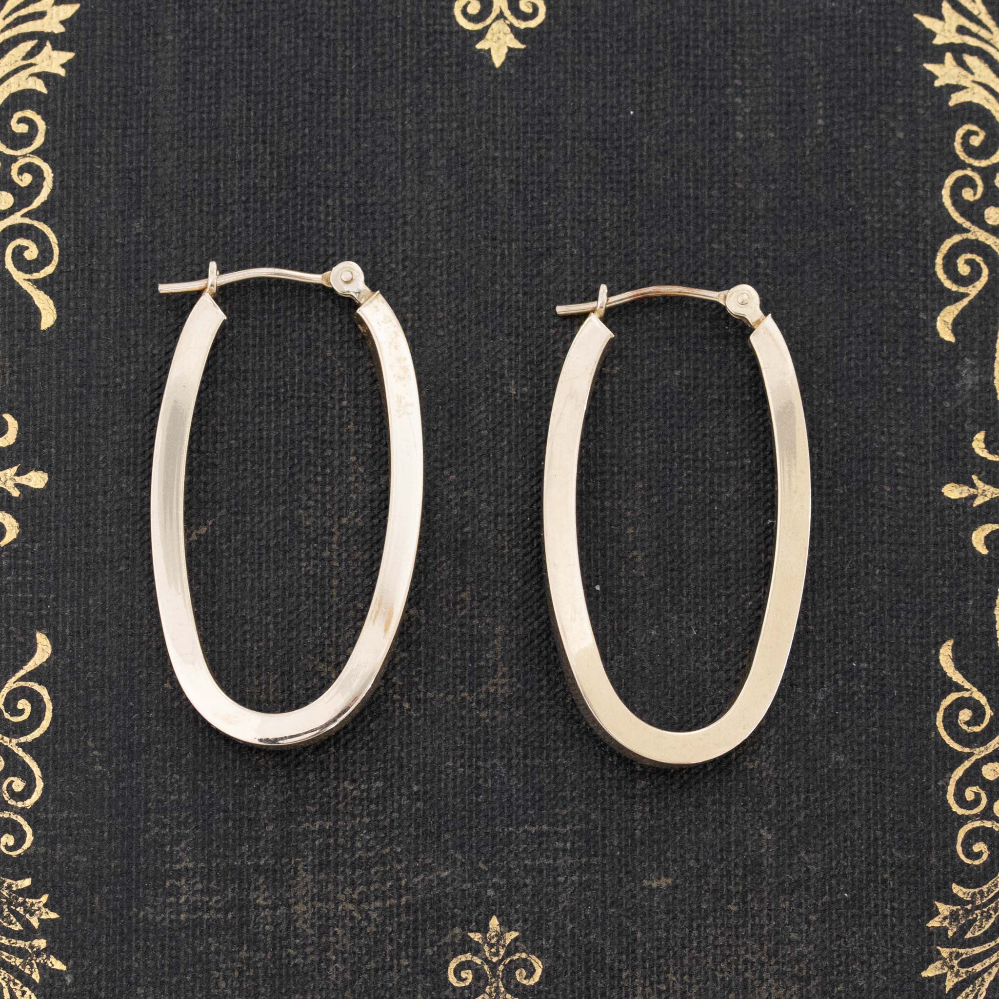 Vintage Twisted Elongated Hoop Earrings