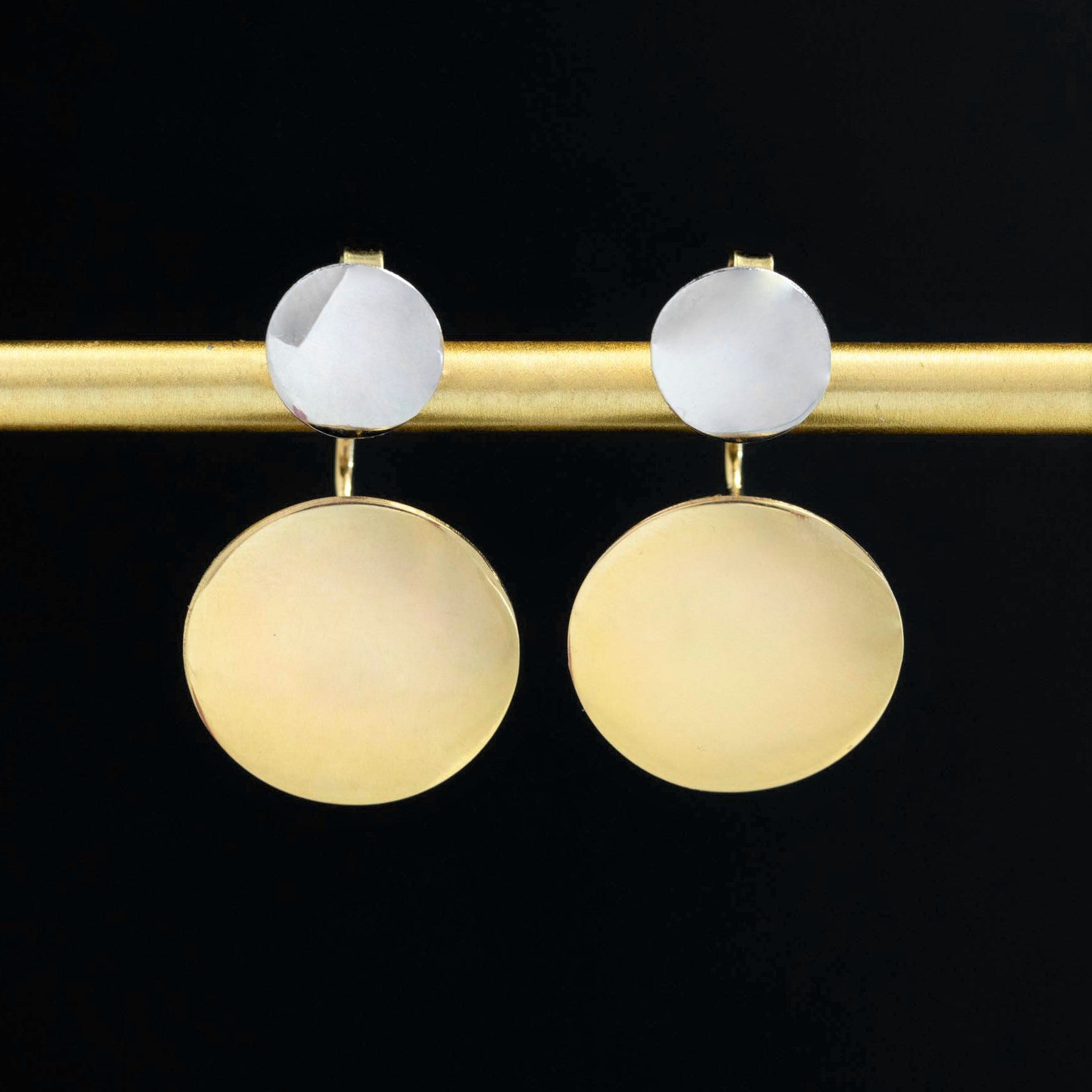 Vintage Two-Tone Disc Earrings by Ralph Lauren