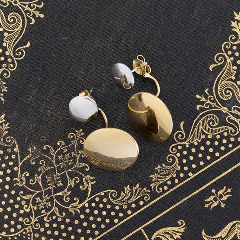 Vintage Two-Tone Disc Earrings by Ralph Lauren