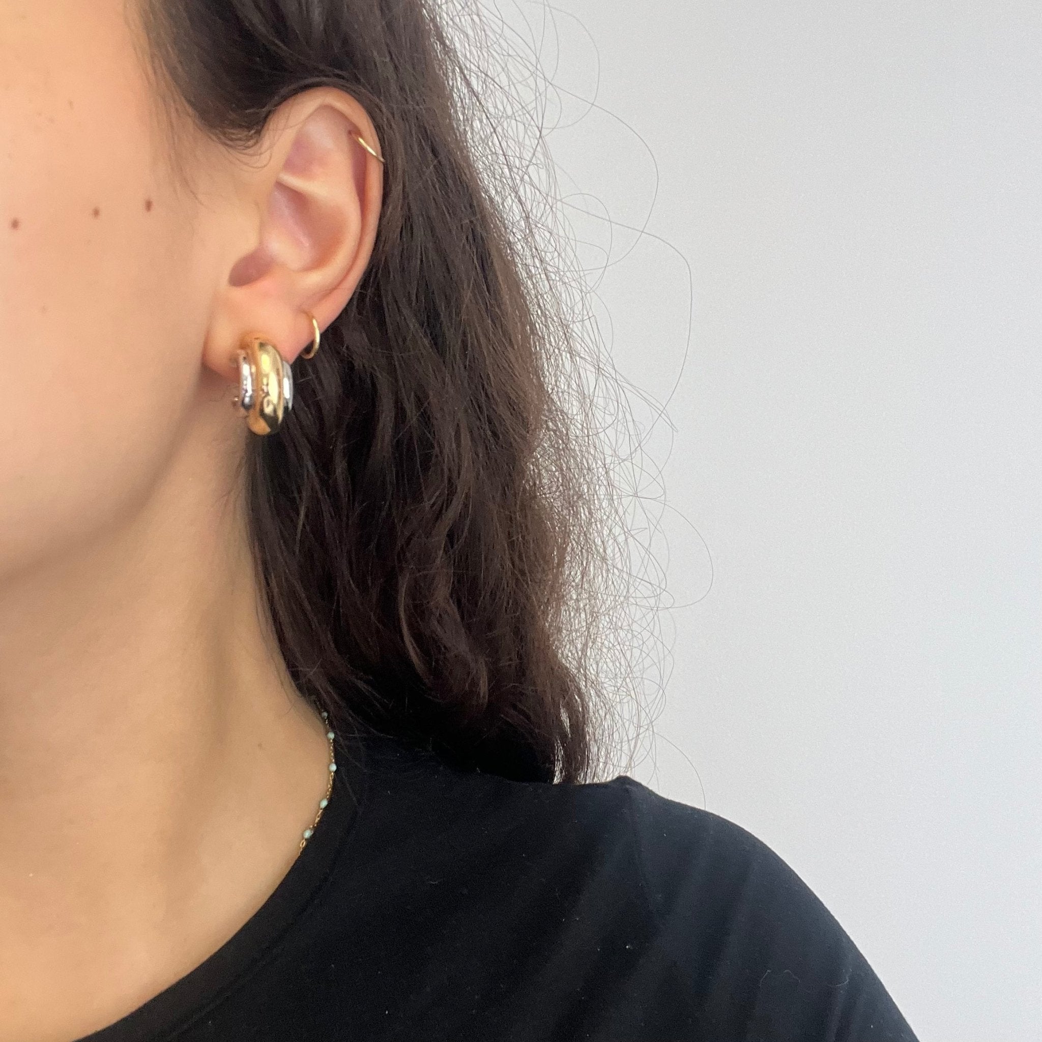 Vintage Two-Tone Hoop Earrings