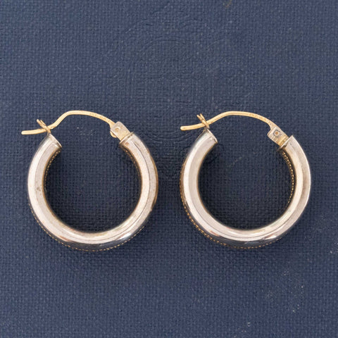 Vintage Two-Tone Huggie Hoops