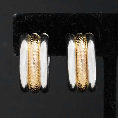 Vintage Two-Tone Huggie Hoops