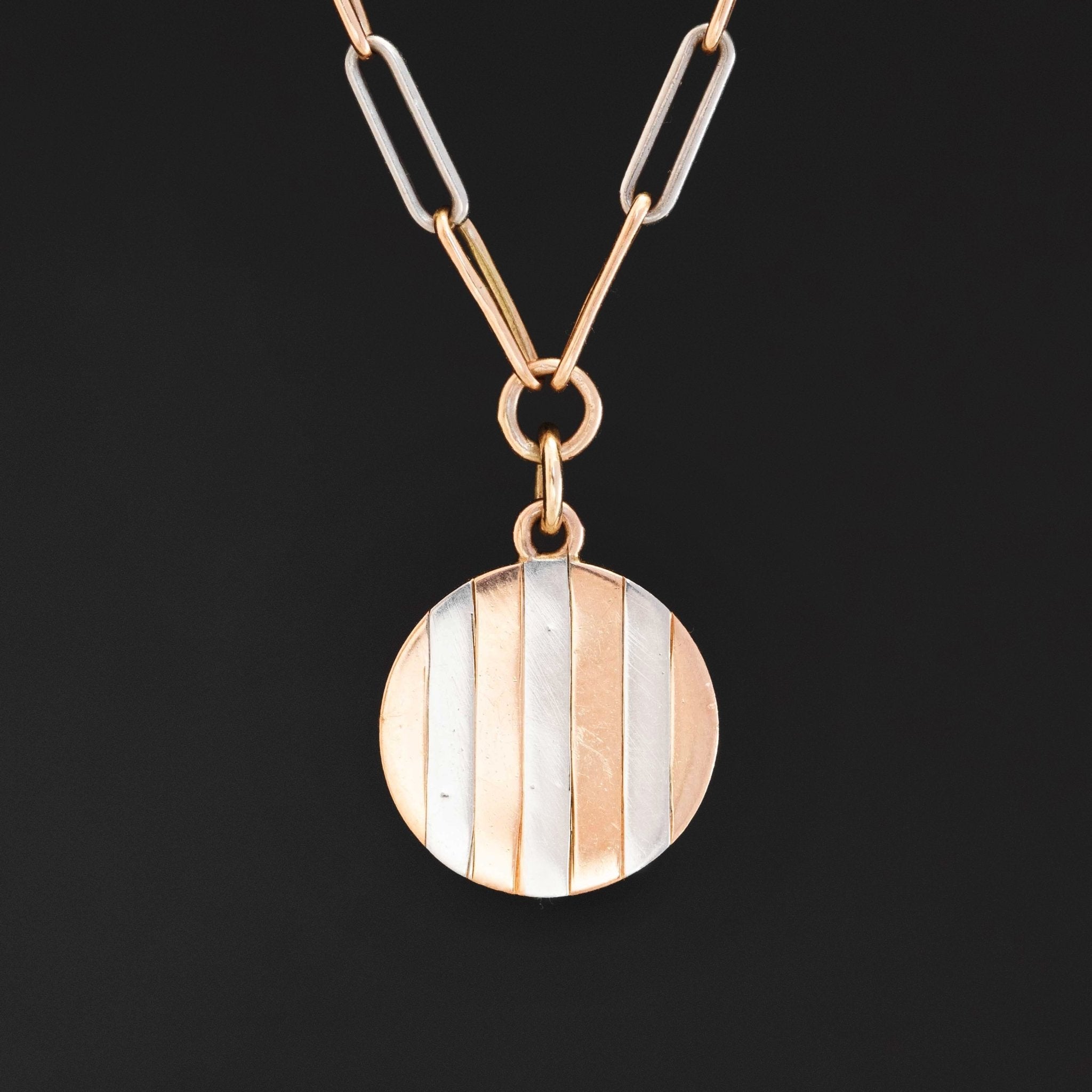 Vintage Two Tone Medallion Necklace