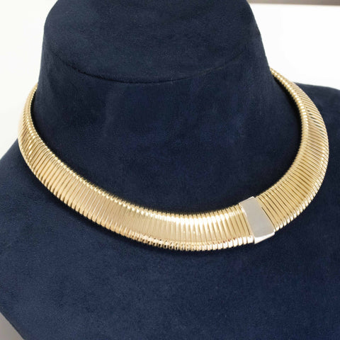 vintage two-tone tubogas necklace 14kt gold choker design