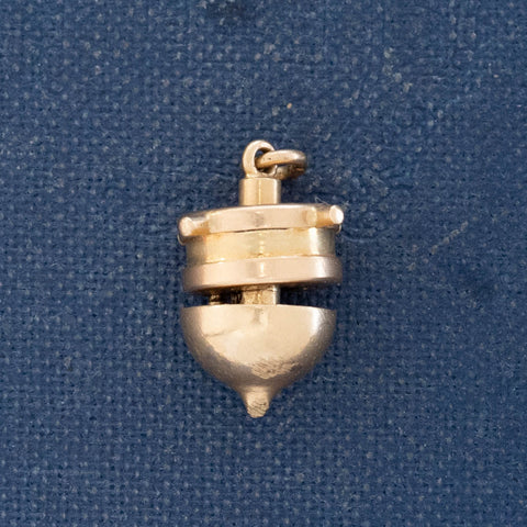 Vintage U R TOPS engraved spinning top charm in 14kt yellow gold