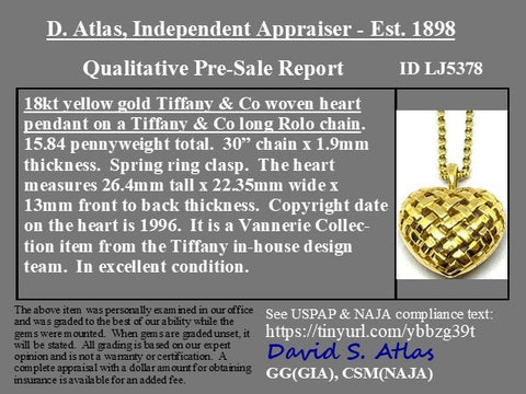 Vintage "Vannerie" Woven Heart Pendant, by Tiffany & Co.