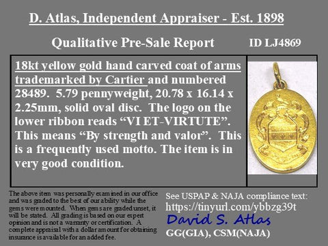 Vintage "Viet-Virtute" Coat of Arms Pendant, by Cartier