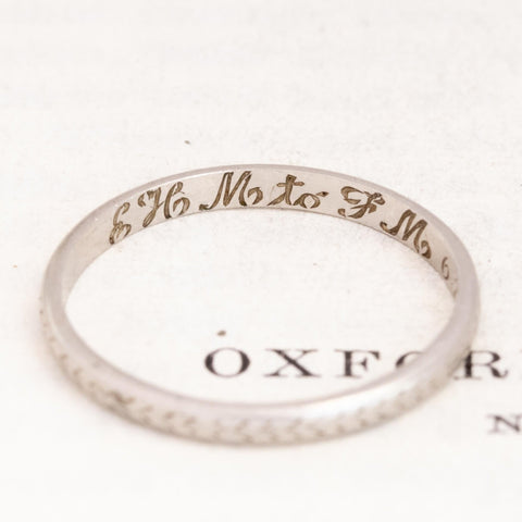 Vintage Wheat Motif Platinum Wedding Band Circa 1926