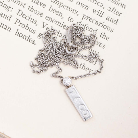 Vintage White Gold Bar Pendant by Tiffany & Co.