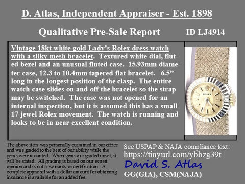 Vintage White Gold Dress Watch, by Rolex