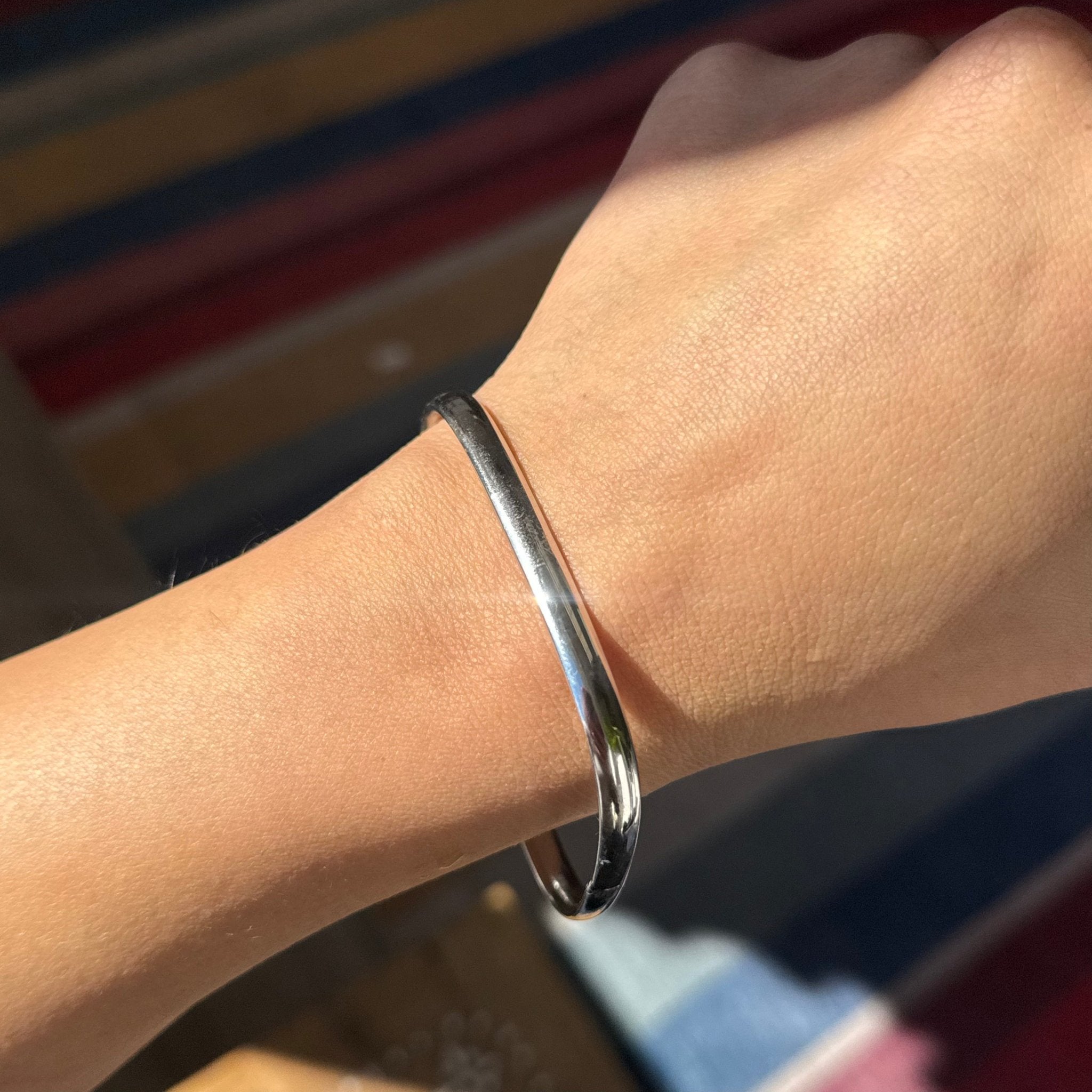 Vintage White Gold Square Bangle, Italian