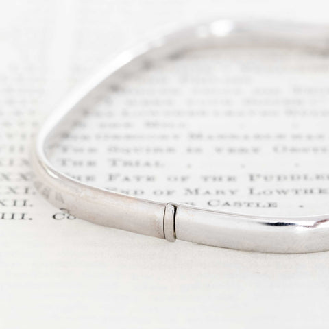 Vintage White Gold Square Bangle, Italian