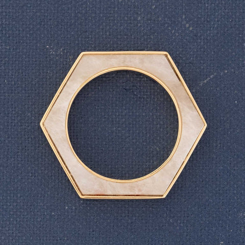 Vintage White Onyx Hexagonal Band