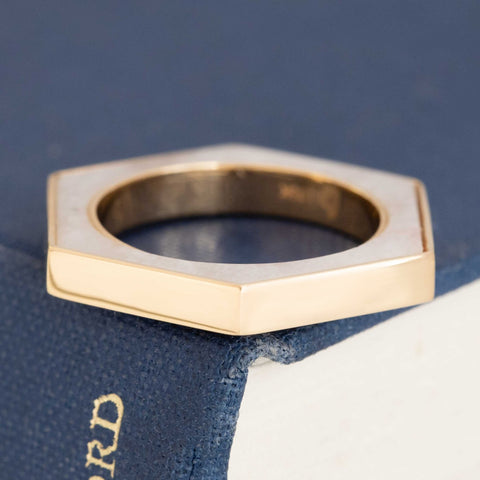 Vintage White Onyx Hexagonal Band