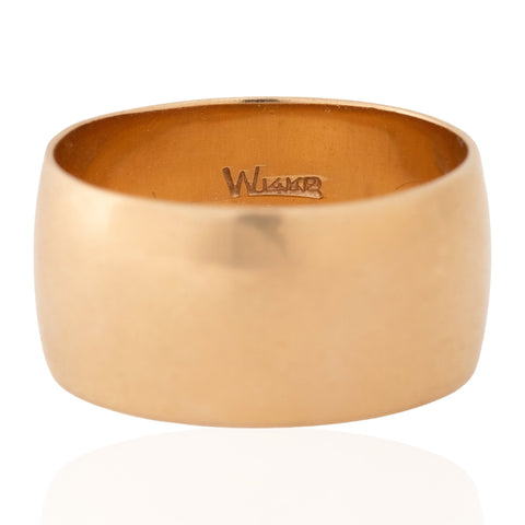 Vintage wide cigar band in 14kt yellow gold, 9.85mm