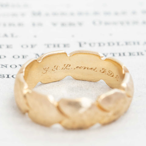Vintage Wide Etched Leaf Motif Band, by Tiffany & Co.