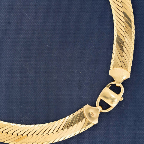 Vintage Wide Herringbone Necklace, Italian