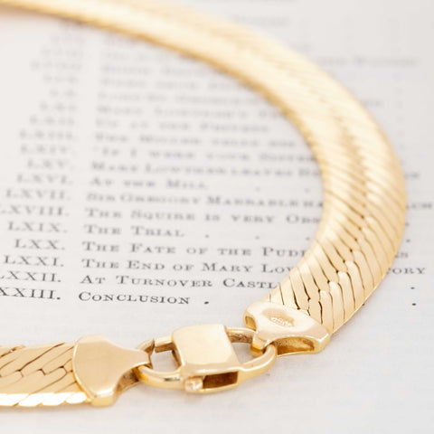 Vintage Wide Herringbone Necklace, Italian