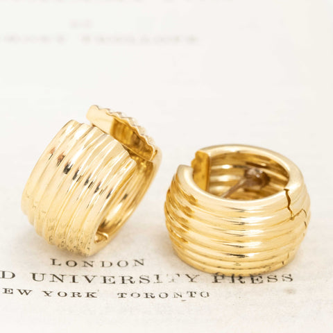 Vintage Wide Ribbed Hoop Earrings by Tiffany & Co.