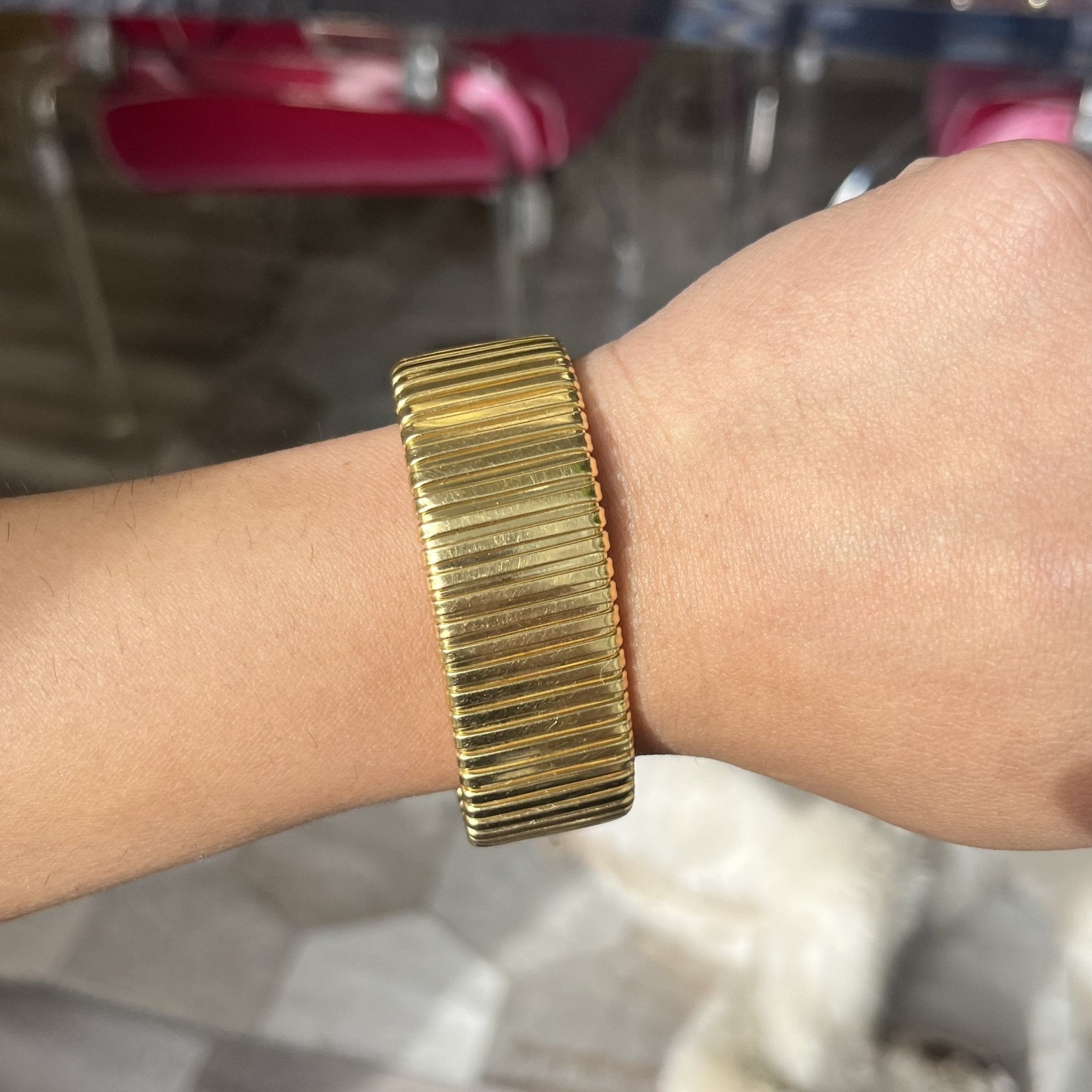 Vintage Wide Tubogas Cuff Bracelet Italian