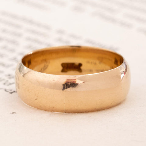 18kt yellow gold vintage wide wedding band 