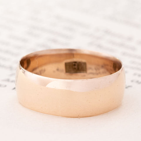 Vintage Wide Wedding Band, 7.4mm