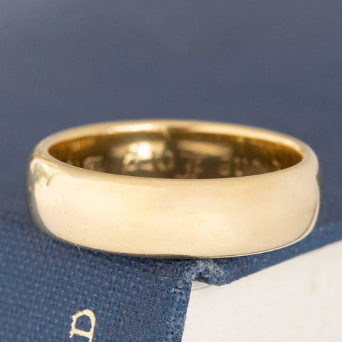 18kt yellow gold vintage wide wedding band by designer Tiffany & Co.