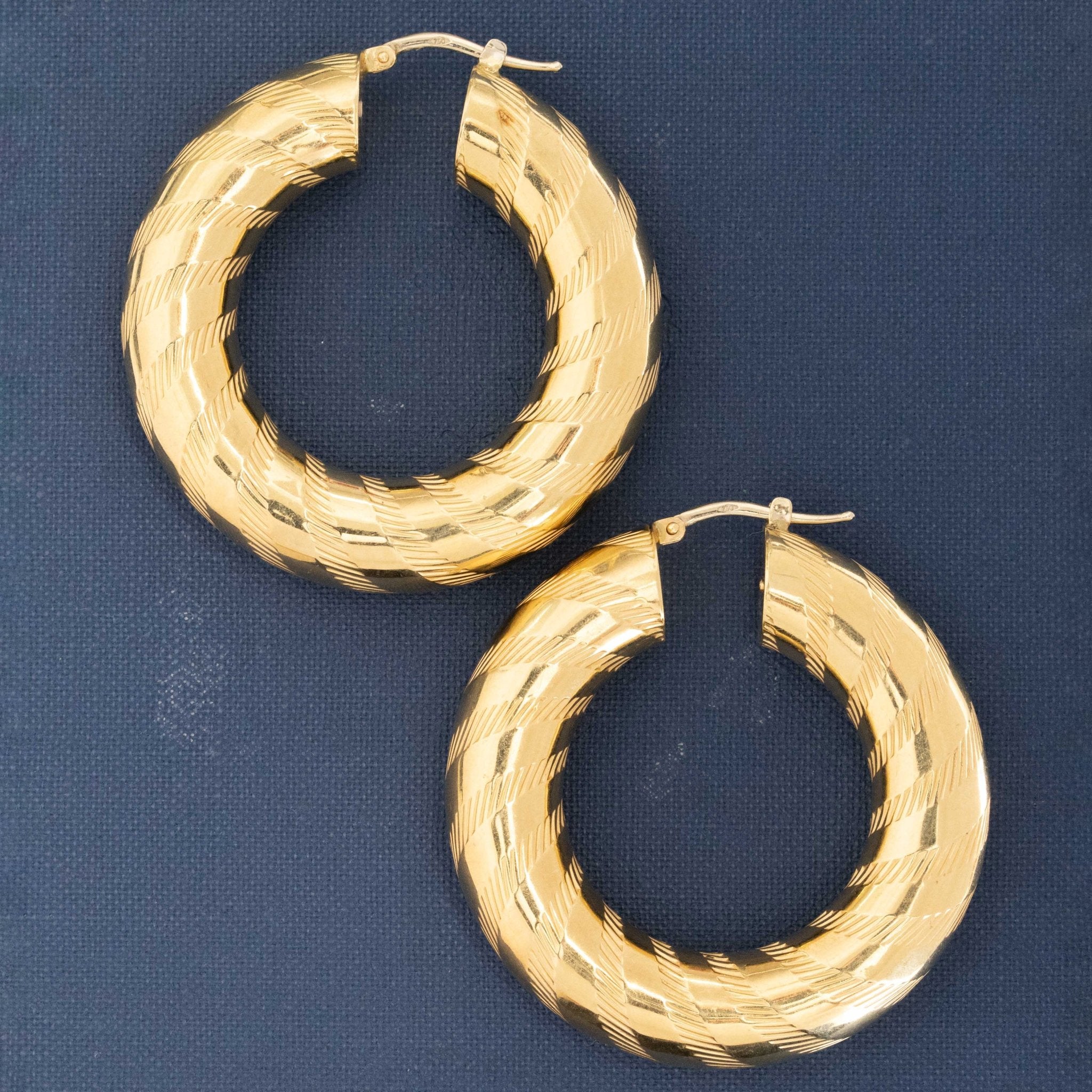 Vintage XL Engraved Swirl Hoop Earrings